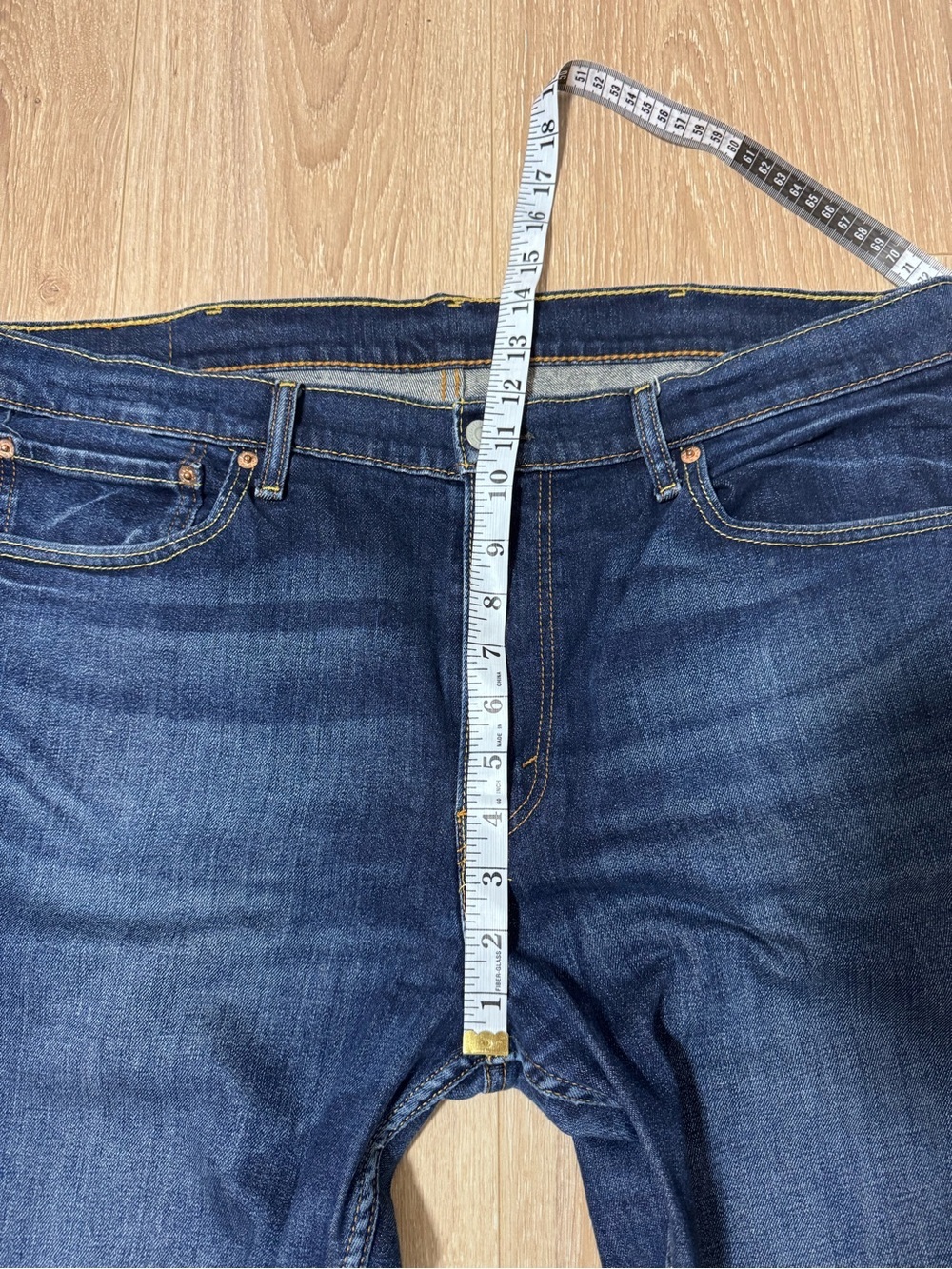 Levis 511 Slim Men's Jeans 38x34 Blue Wash Medium Indigo Stretch Stretch ALTERED - Picture 3 of 8